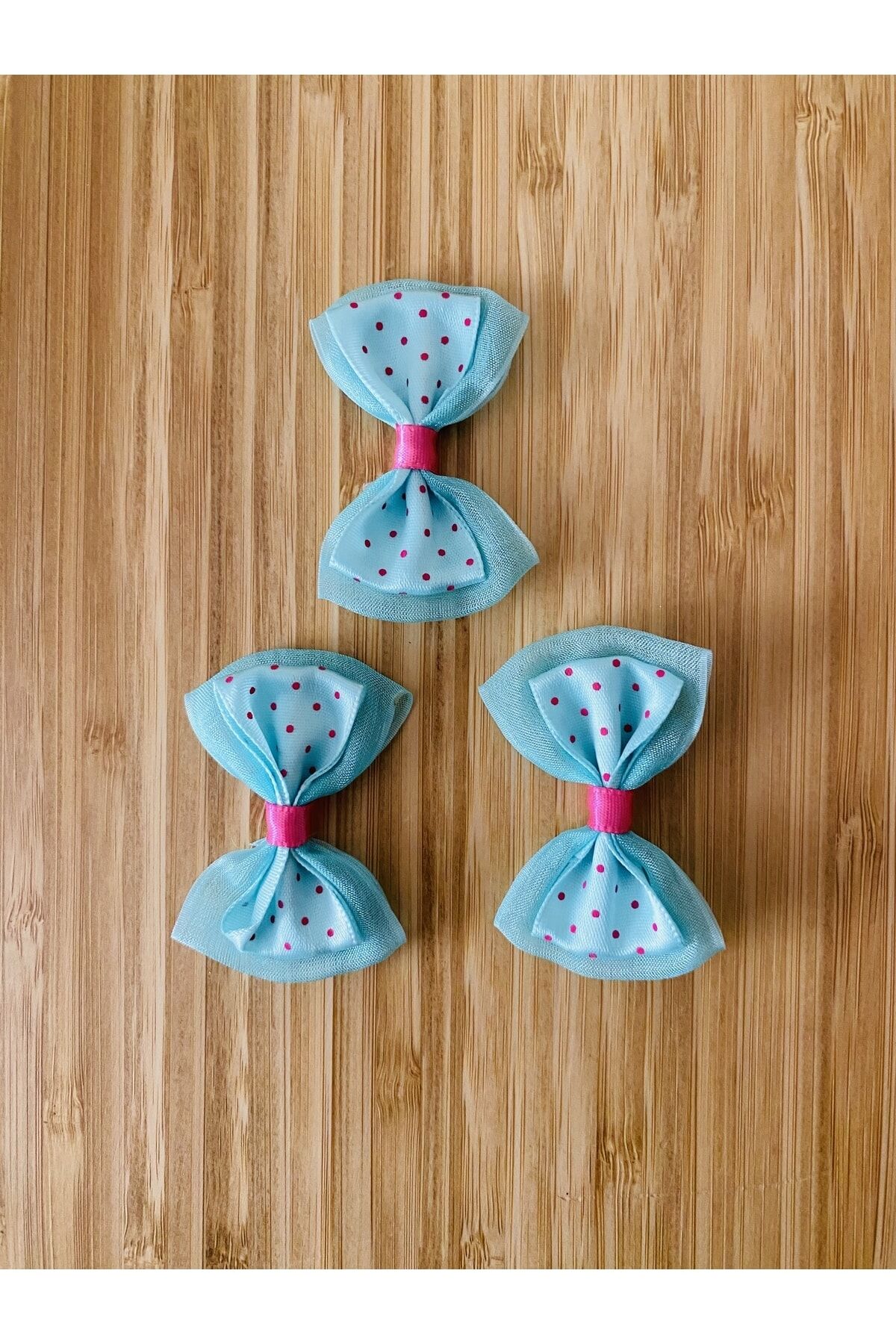 Benekli Saten Ve Tül Kurdele Papyon (fiyonk)