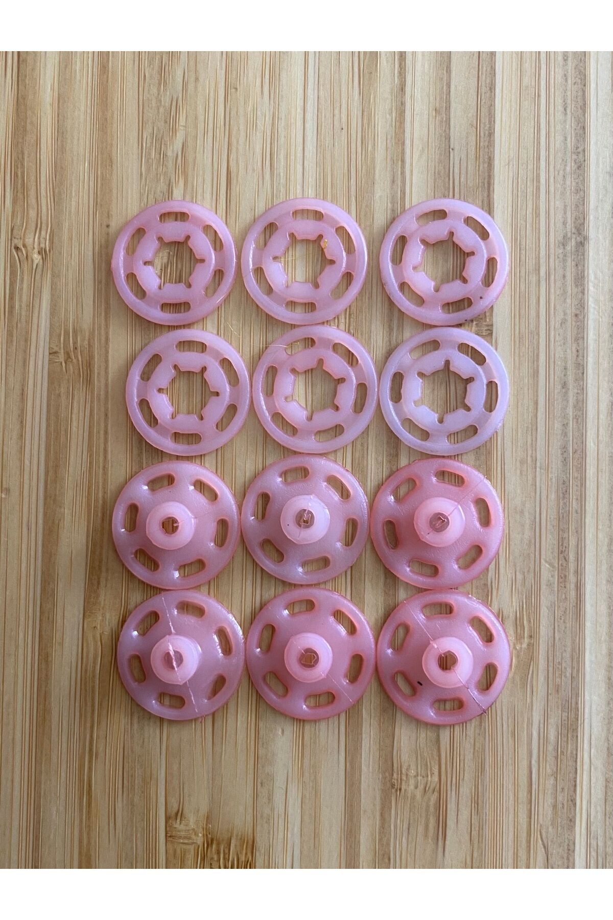 Dikmeli Plastik Çıtçıt 21mm 6'lı Paket (6 çift)  Renk: Pembe.