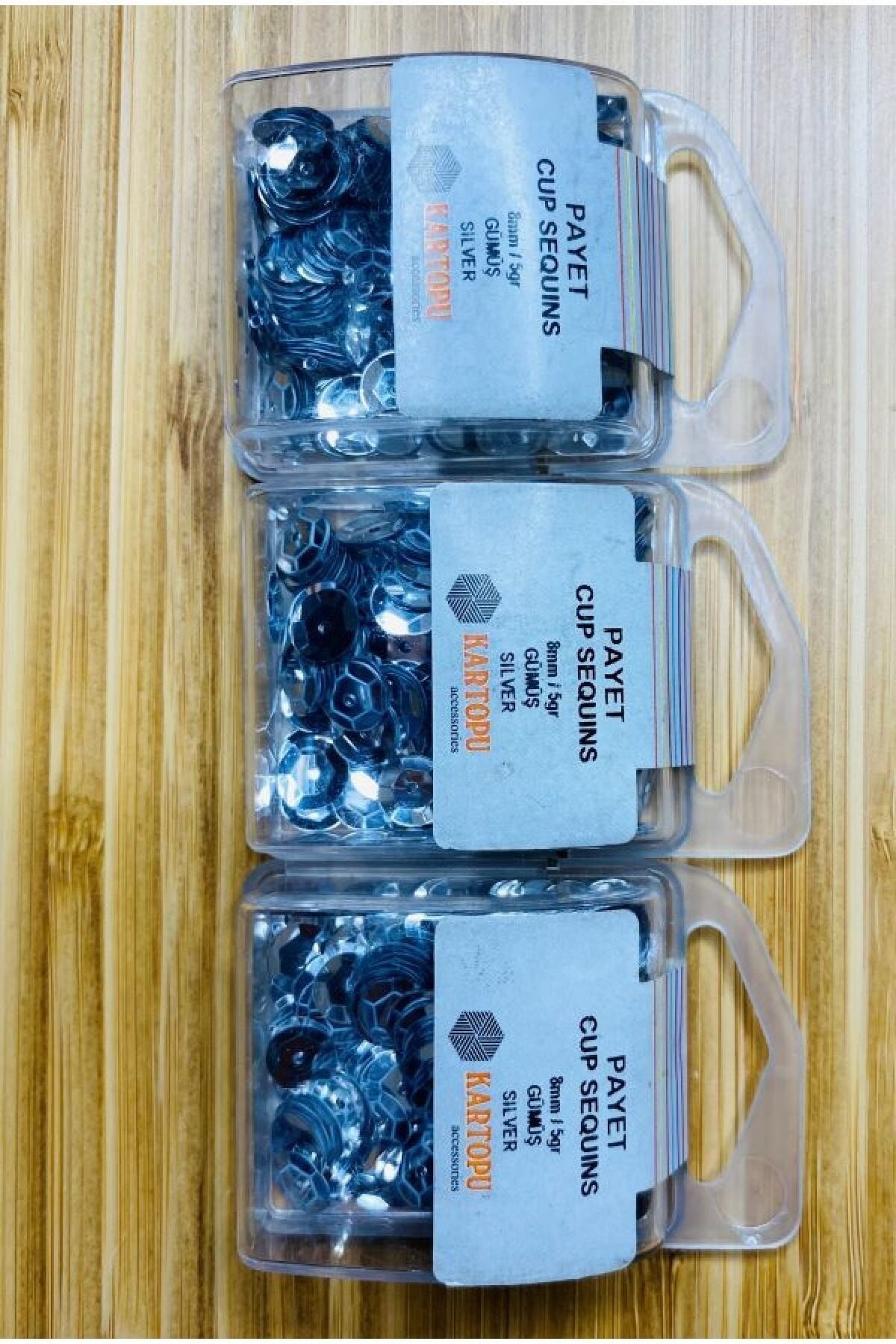 Payet Pul 8mm. 5gr. 3'lü Set. Gümüş.