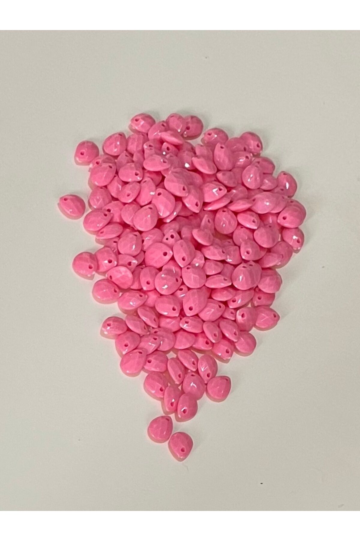 Pembe Rengi Oya, Abiye, Takı, Örgü Plastik Gözyaşı Damla Boncuk. 25gr. Tahmini 195 Adet.