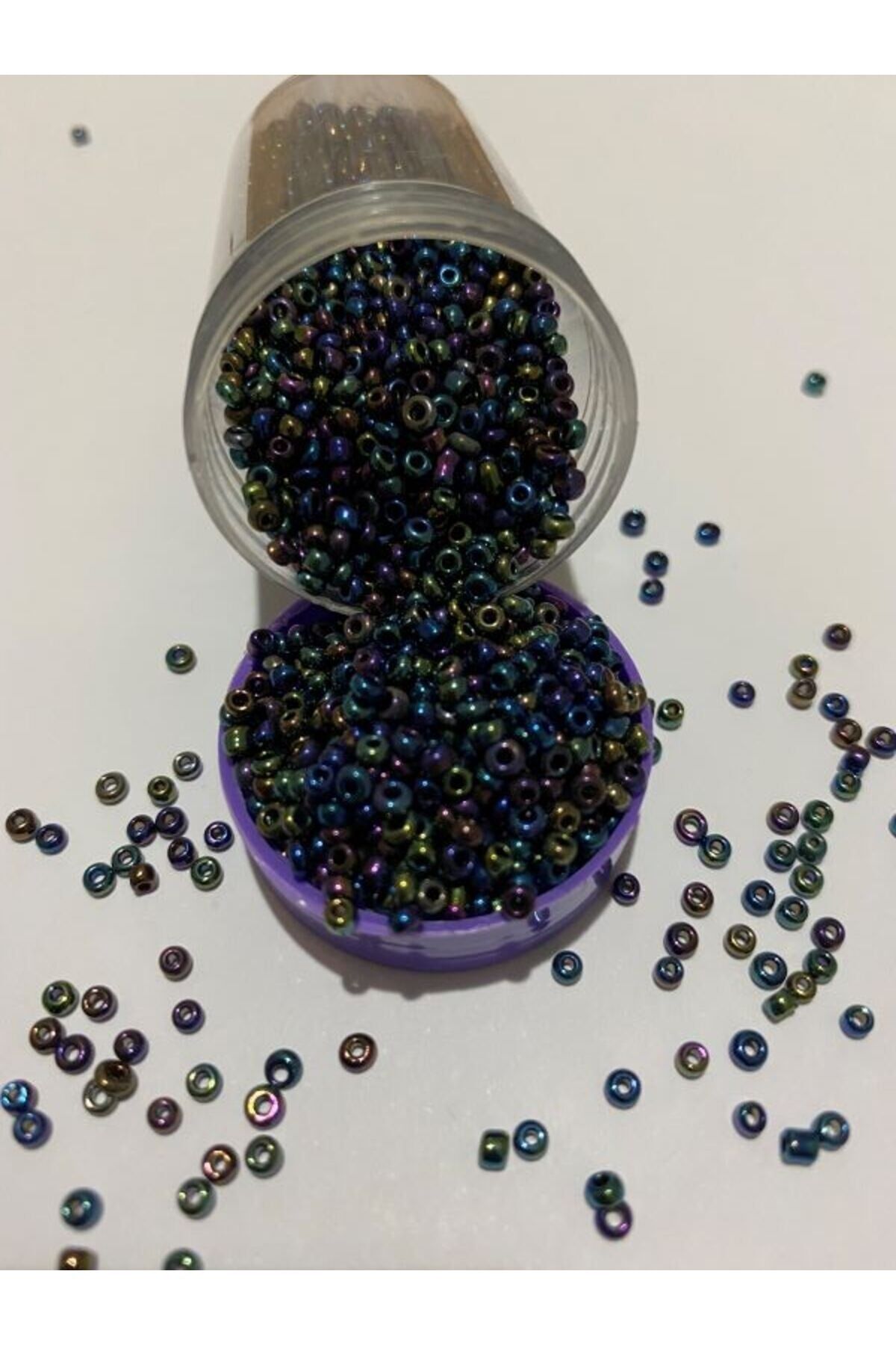 Kum Boncuk Metalik Kaplama No:2 Lacivert Janjan
