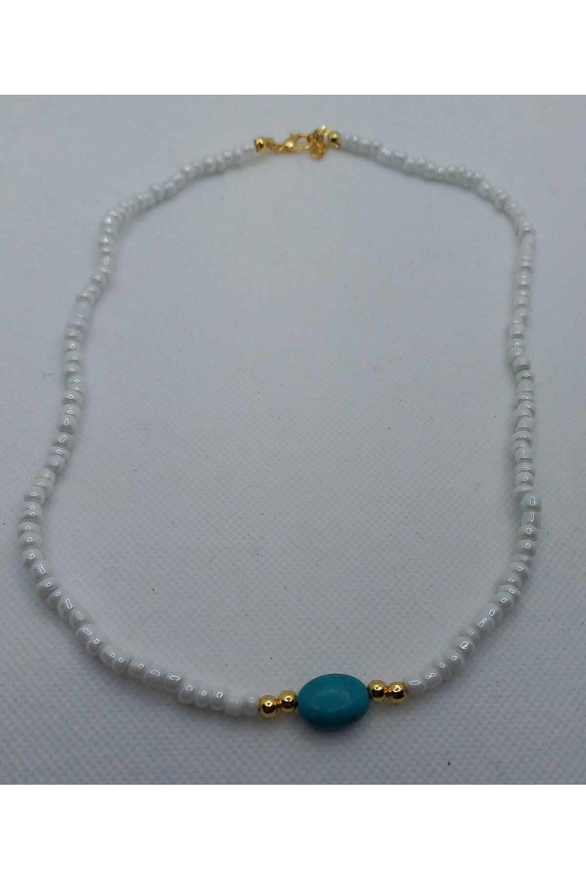 Beyaz Cam Boncuk Kolye