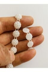 10mm Şerit Tırtıklı Yarım Inci. Beyaz. 4 Metre.