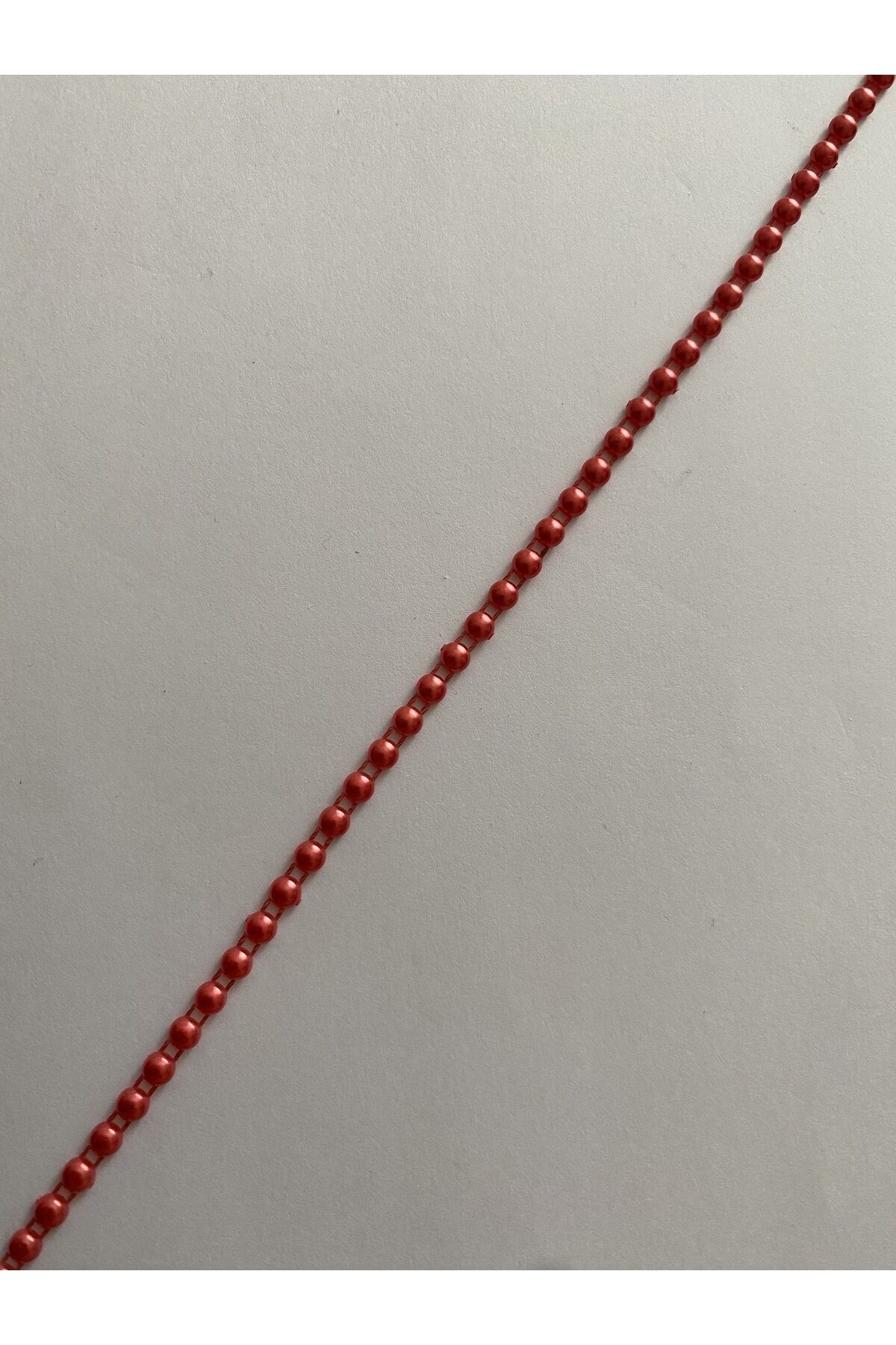 4mm Şerit Yarım Inci. Kırmızı. 3,5 Metre.