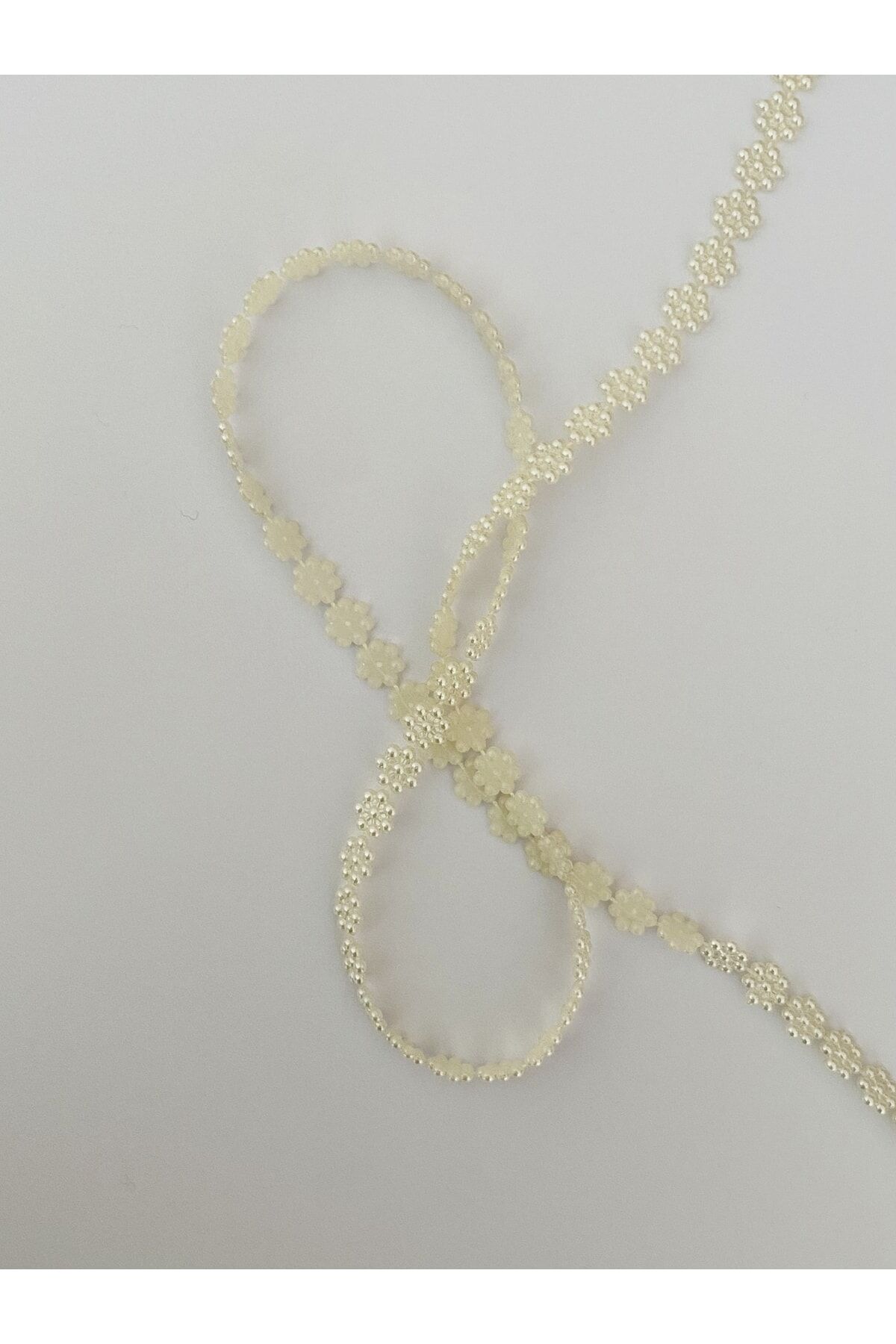 7mm Şerit Papatya Yarım Inci. Krem. 1,8 Metre.