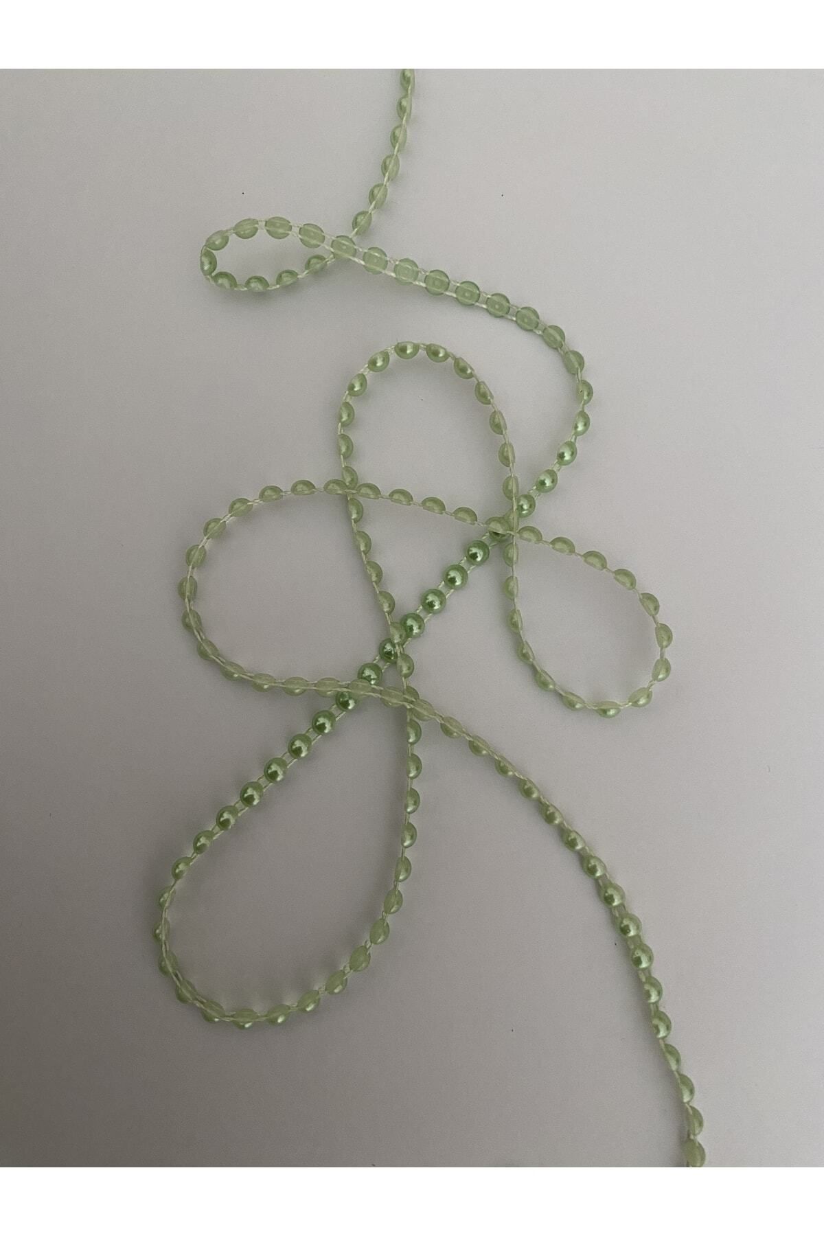 4mm Şerit Yarım Inci. Su Yeşili. 4 Metre.