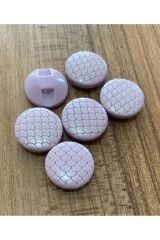 Petek Desenli Polyester Bebe Düğme 1.5cm 6'lı Paket. Lila.