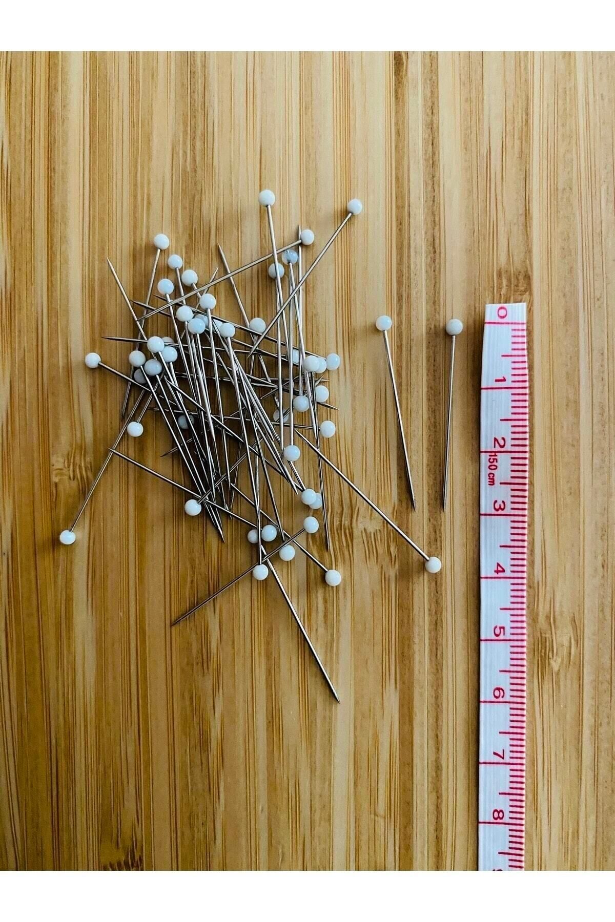 Beyaz Plastik Top Başlı Toplu Iğne 30mm 50 Adet.