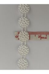 10mm Şerit Tırtıklı Yarım Inci. Beyaz. 2 Metre.