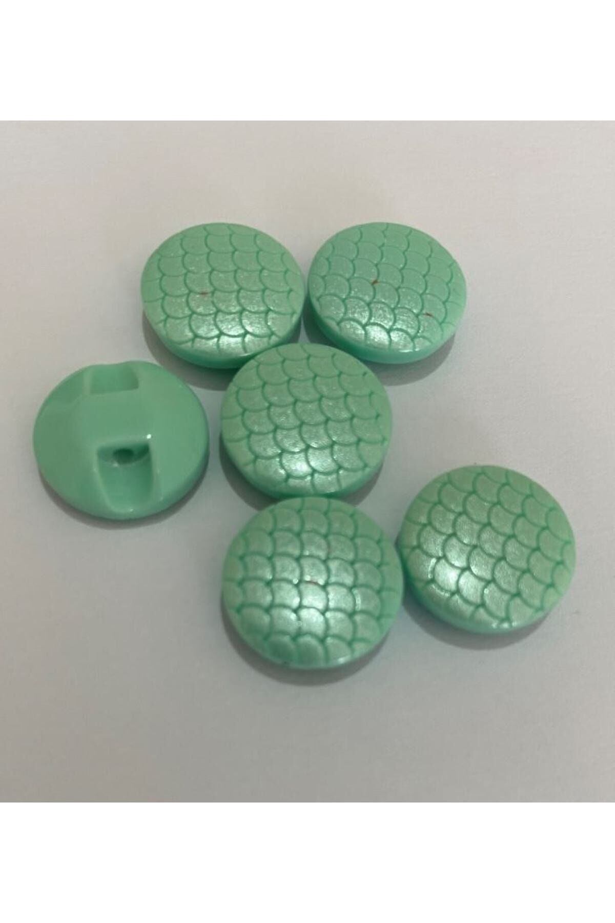 Petek Desenli Polyester Bebe Düğme 1.5cm 6'lı Paket. Su Yeşili.