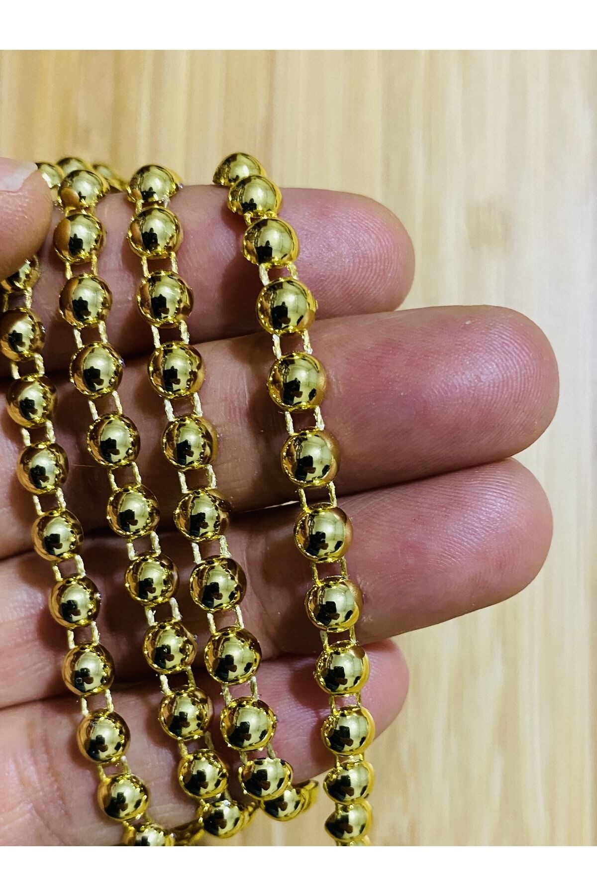 6mm Şerit Yarım Inci. Gold. 2 Metre.