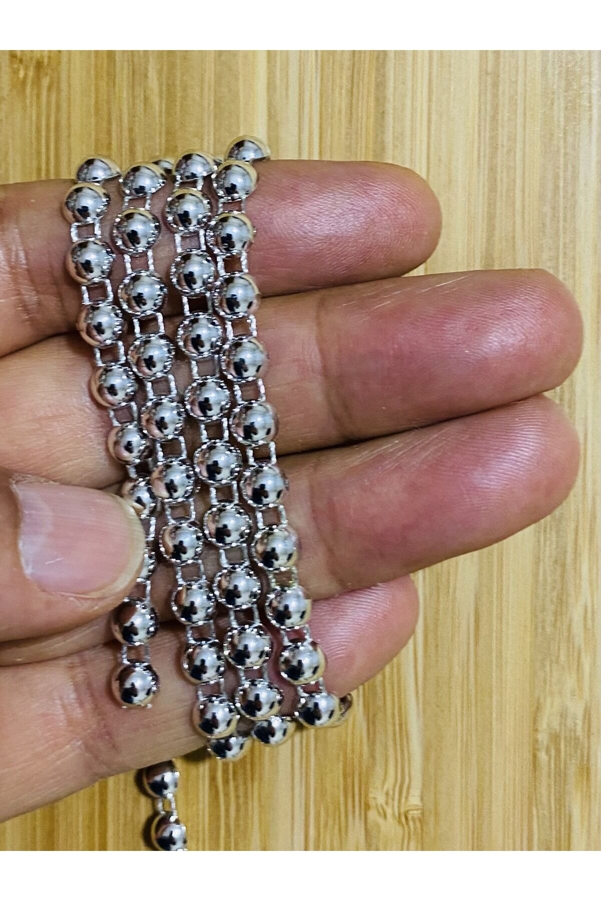 6mm Şerit Yarım Inci. Gümüş. 4 Metre.