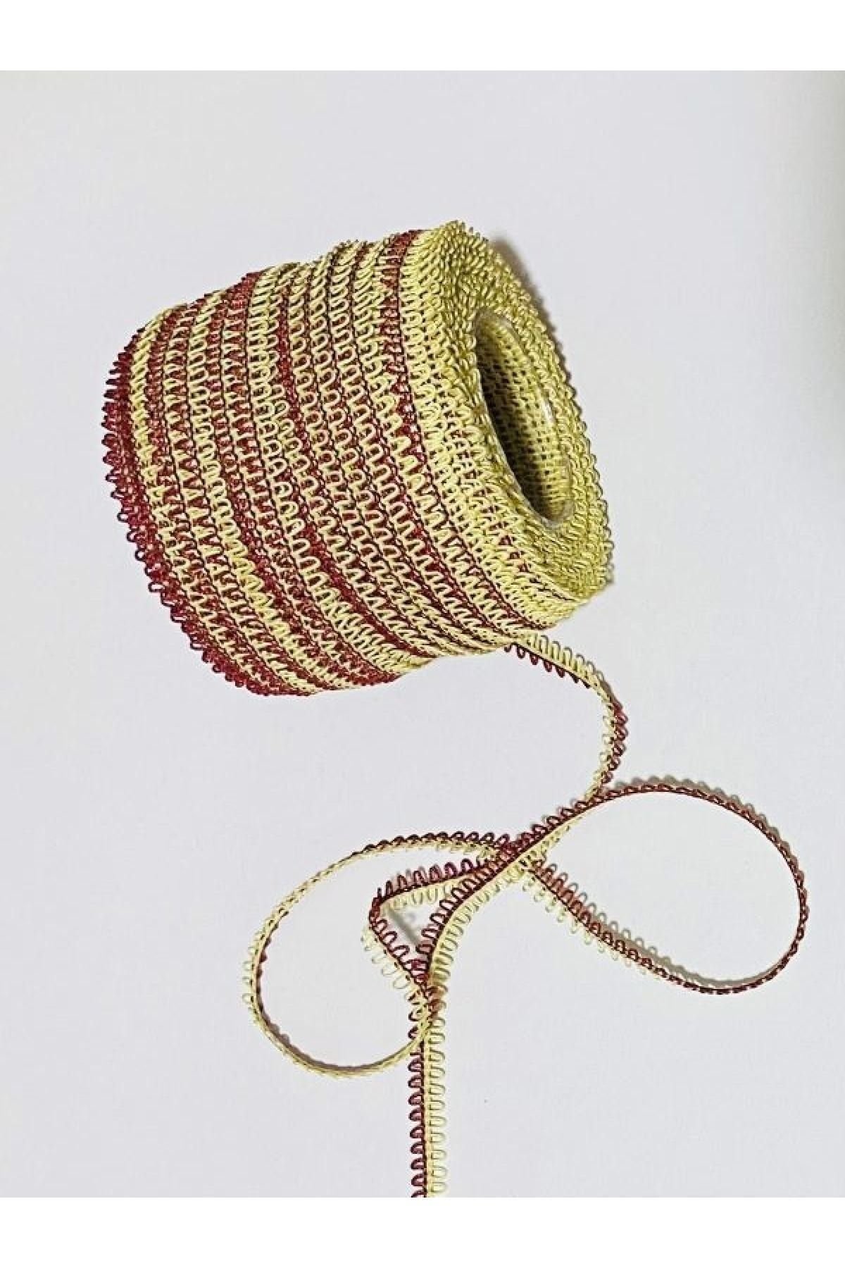 Pıtırcık El Işleme Kurdele. 5 Metre. Bordo/krem.