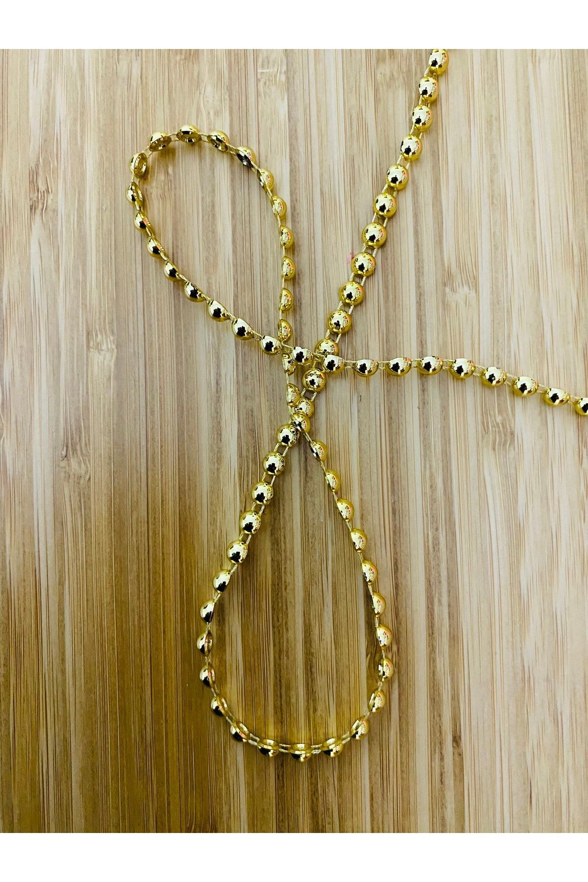 6mm Şerit Yarım Inci. Gold. 4 Metre.