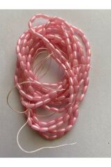 Plastik Arpa Boncuk Oya, Abiye, Patik ve havlu işleme. 3x6 mm. 4 Dizi. Açık Pembe.