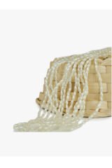 Plastik Arpa Boncuk Oya, Abiye, Patik ve havlu işleme. 3x6 mm. 4 Dizi. Koyu Krem.