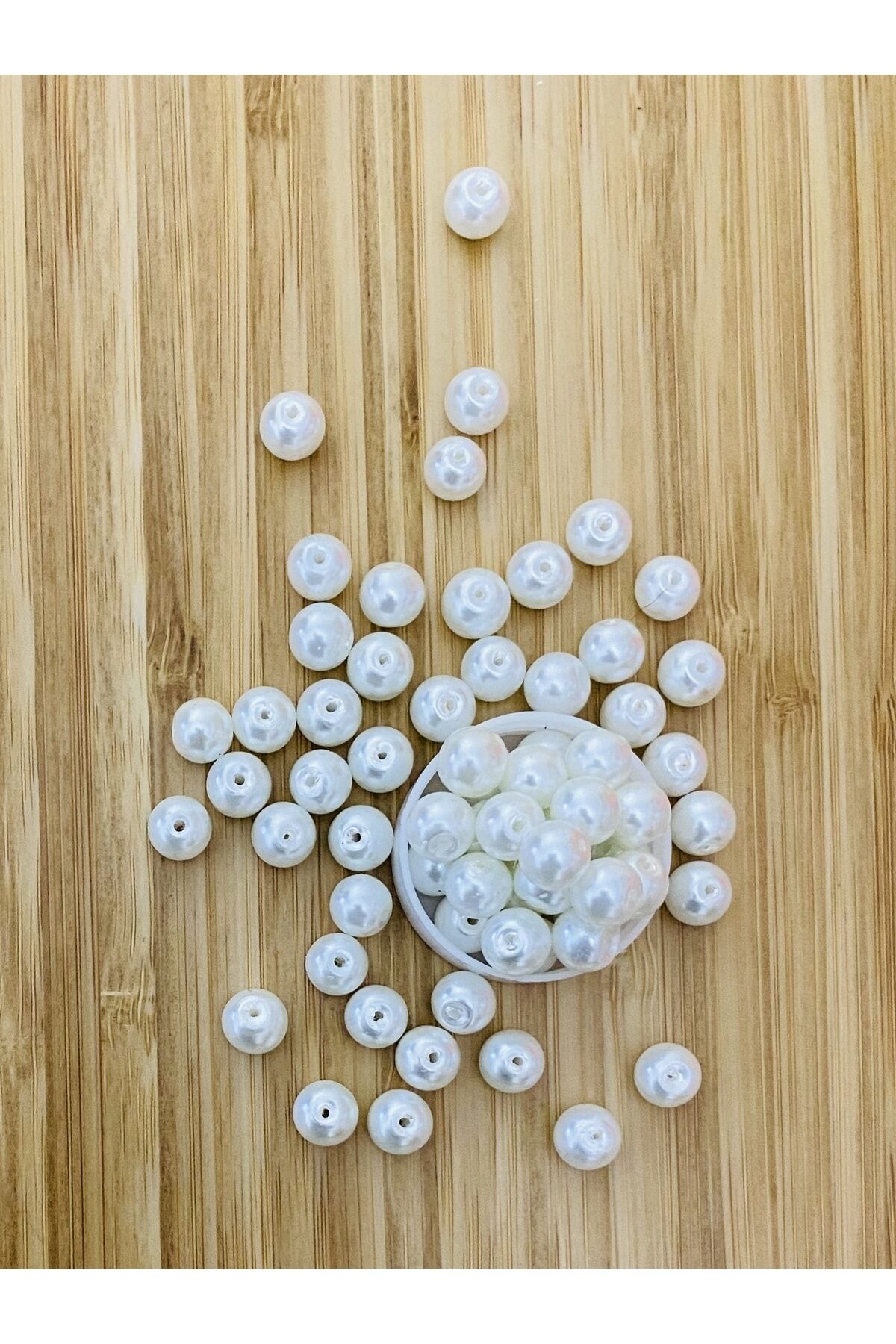 Taş Inci Boncuk 100 Gram Beyaz. 8mm. Paket :158 Adet.