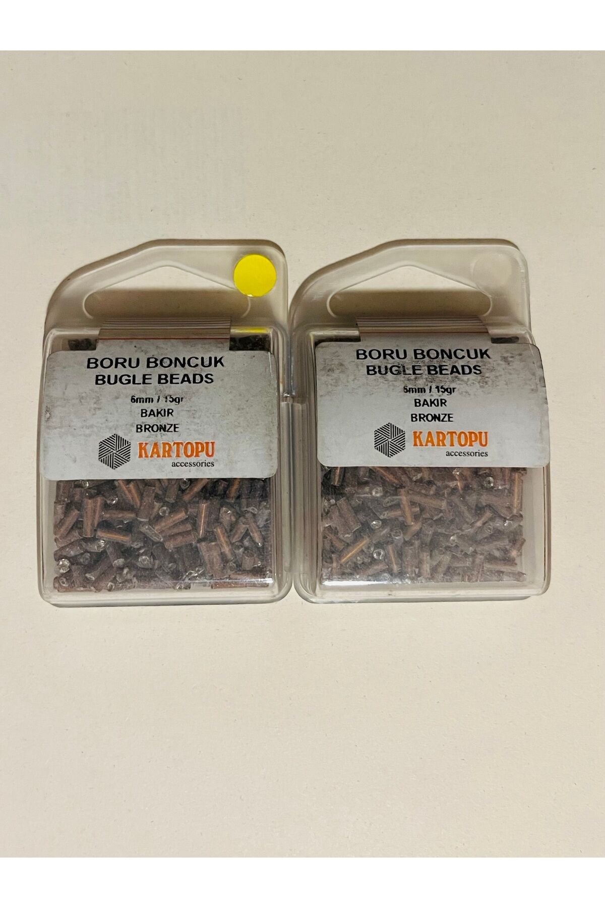 Boru Boncuk 15gr. 6mm. 2'li Pkt. Bakır Rengi.