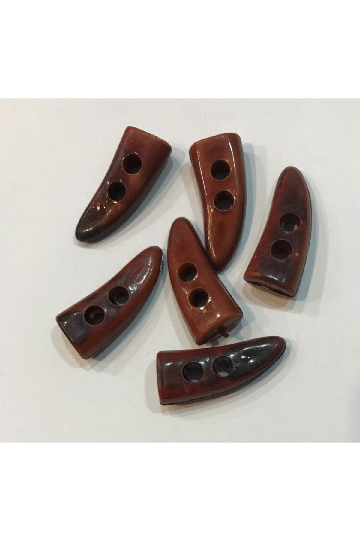 Plastik Boynuz Çoban Düğme 35mm 6'lı Paket. Koyu Taba