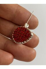 Taşlı Oval Kırmızı Broş. Tekli.