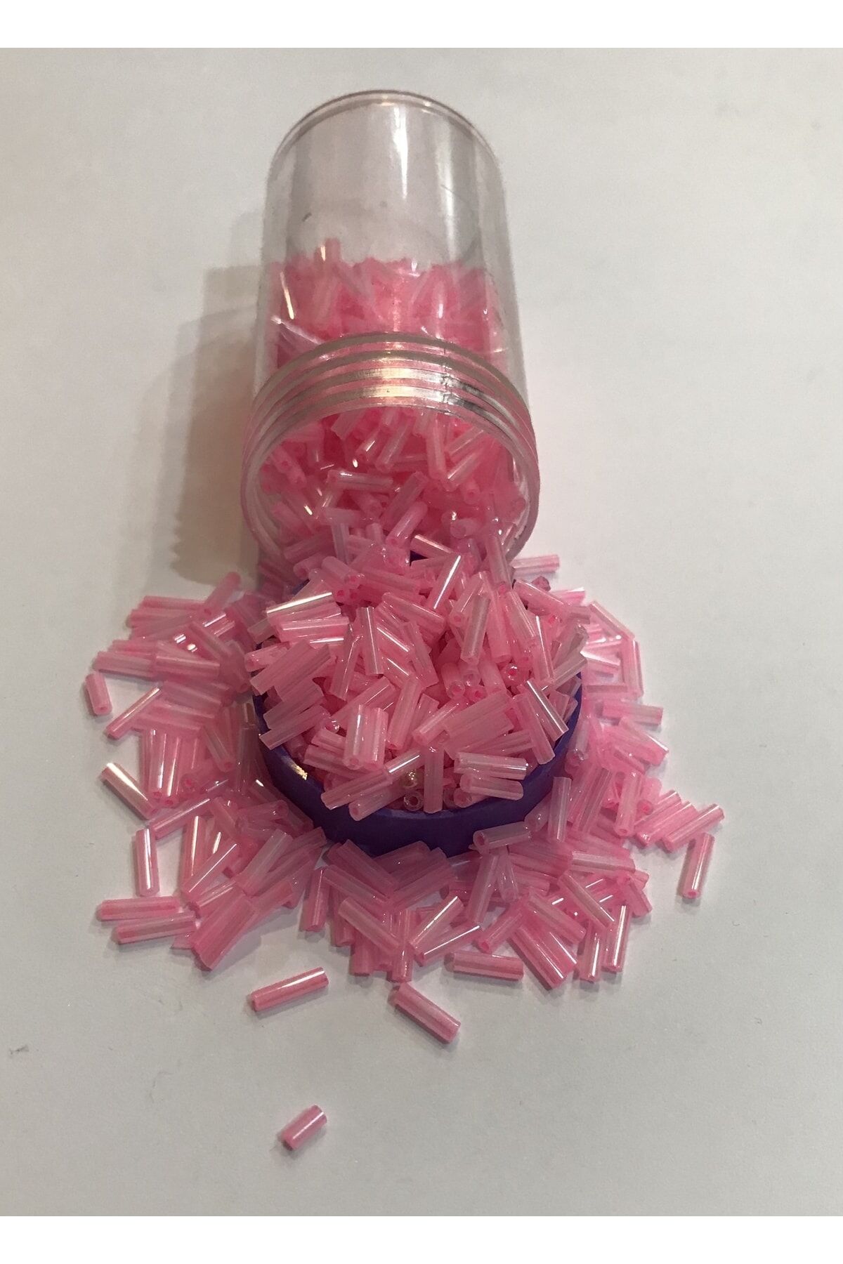 Boru Boncuk 6mm Neon Pembe