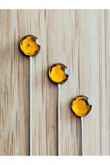 Taşlı Şal Eşarp İğnesi. 38mm. 3'lü Paket. Turuncu.