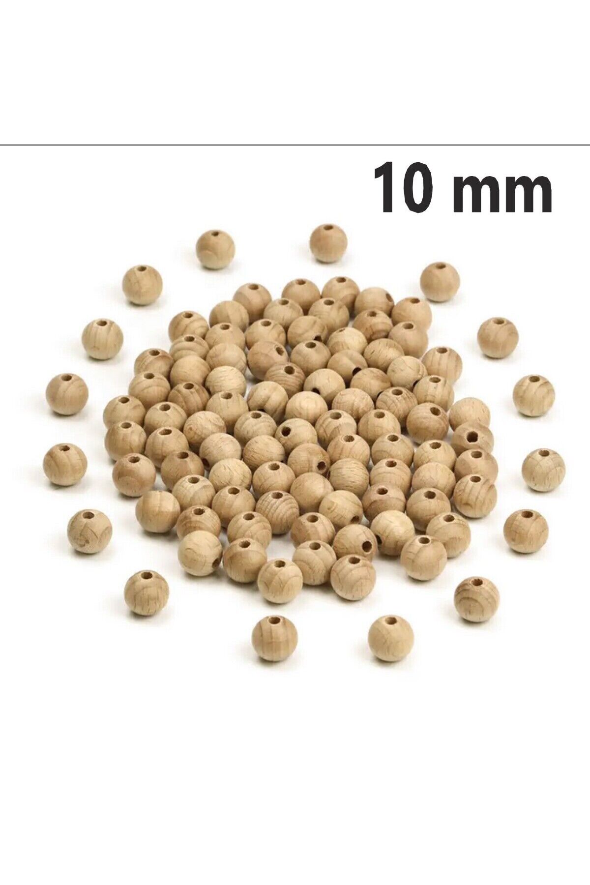 10mm Işlenmemiş Ham Ahşap Boncuk 50gr.