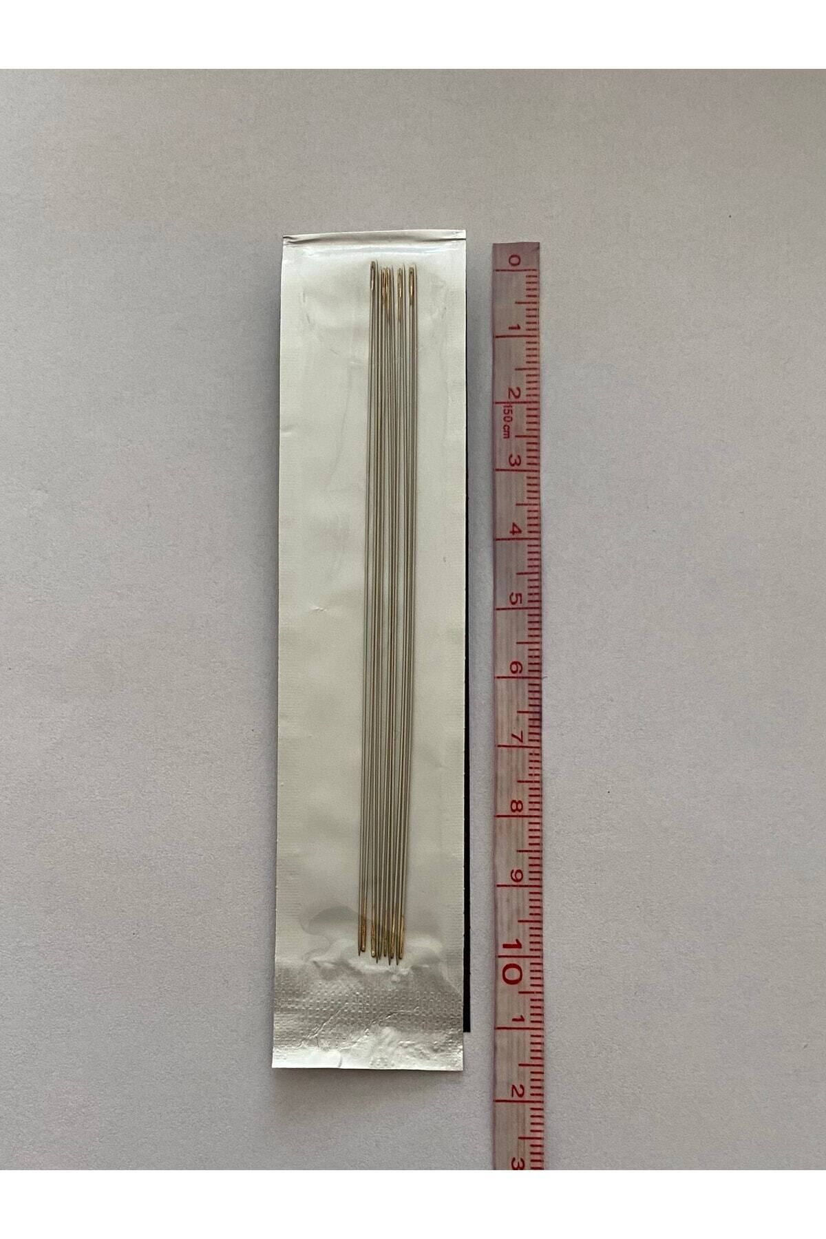 Kum, hapishane, Adana Boncuk Dizme İnce Uzun Kıl İğne. 10cm. Paket içi: 10 adet.