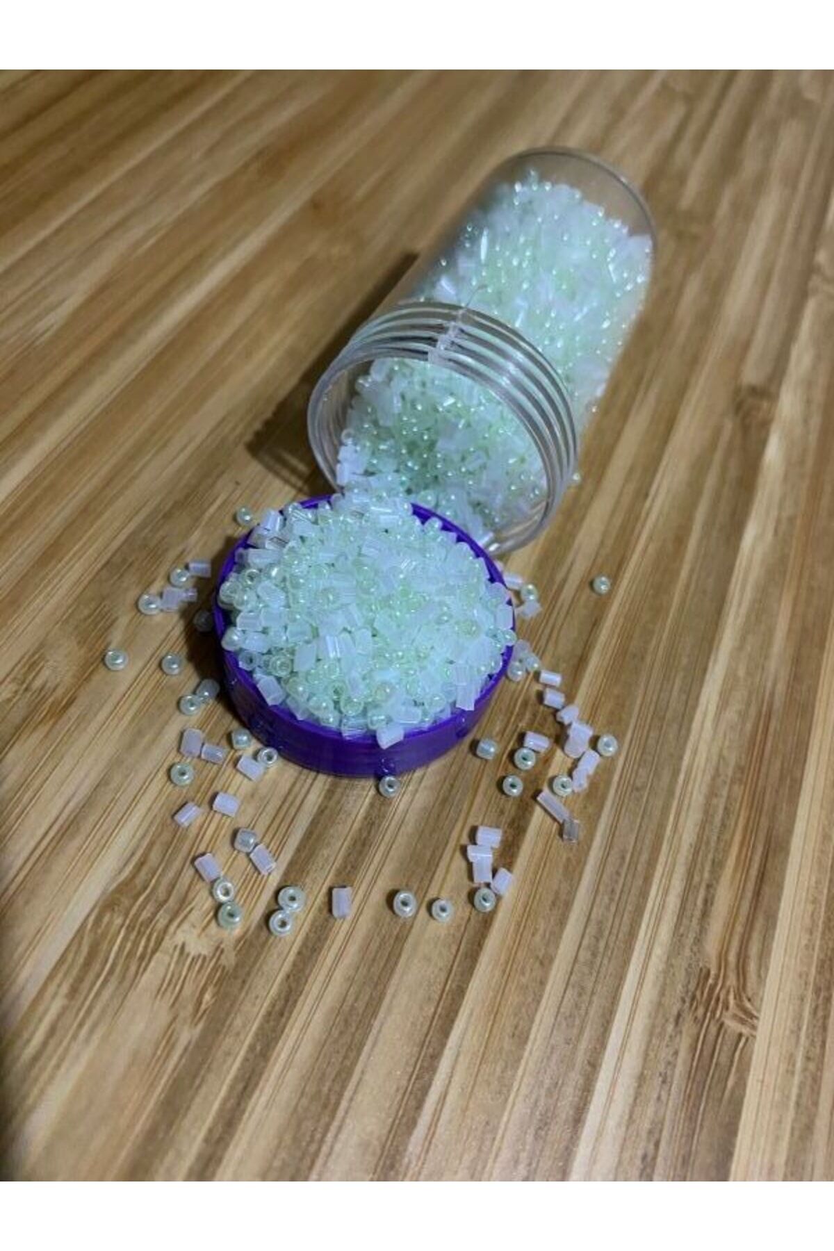 Boru Boncuk Ve Kum Boncuk Karışık 3mm Su Yeşili.