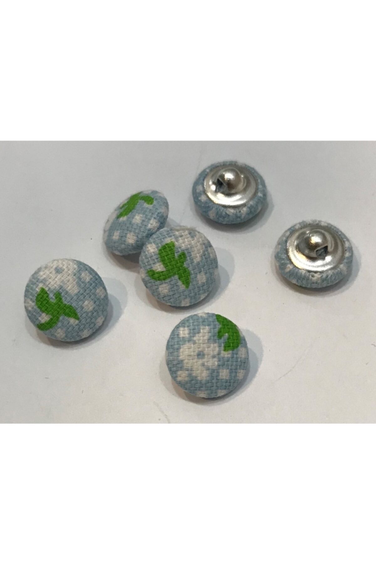 Kumaş Kaplama Düğme 6 Adet. 1.3 Cm. Renk: Beyaz Gül