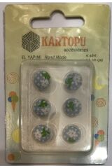 Kumaş Kaplama Düğme 6 Adet. 1.3 Cm. Renk: Beyaz Gül