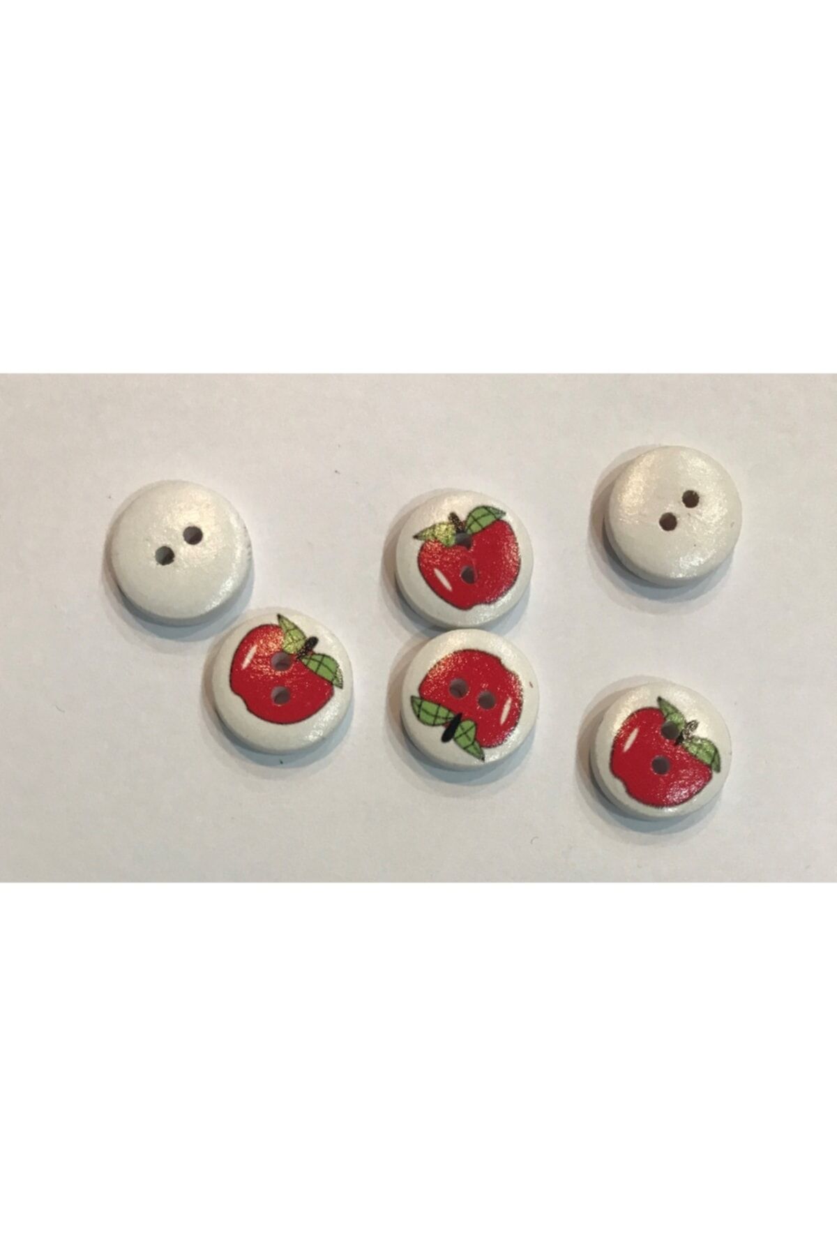 Boyalı Desenli Ahşap Düğme. 1.5cm. 6'lı Paket.