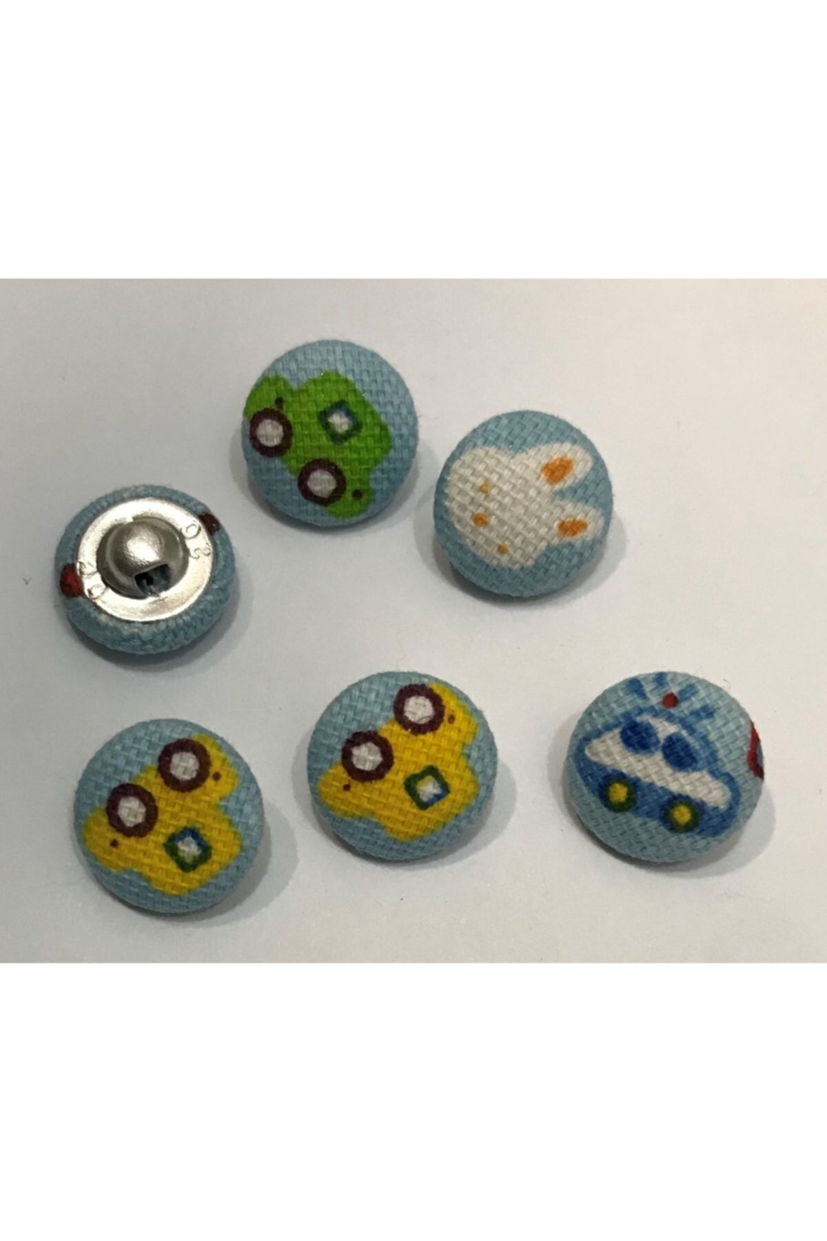 Kumaş Kaplama Düğme 6 Adet. 1.3 Cm. Renk: Mavi Trafik