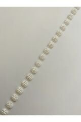 10mm Şerit Tırtıklı Yarım Inci. Beyaz. 2 Metre.