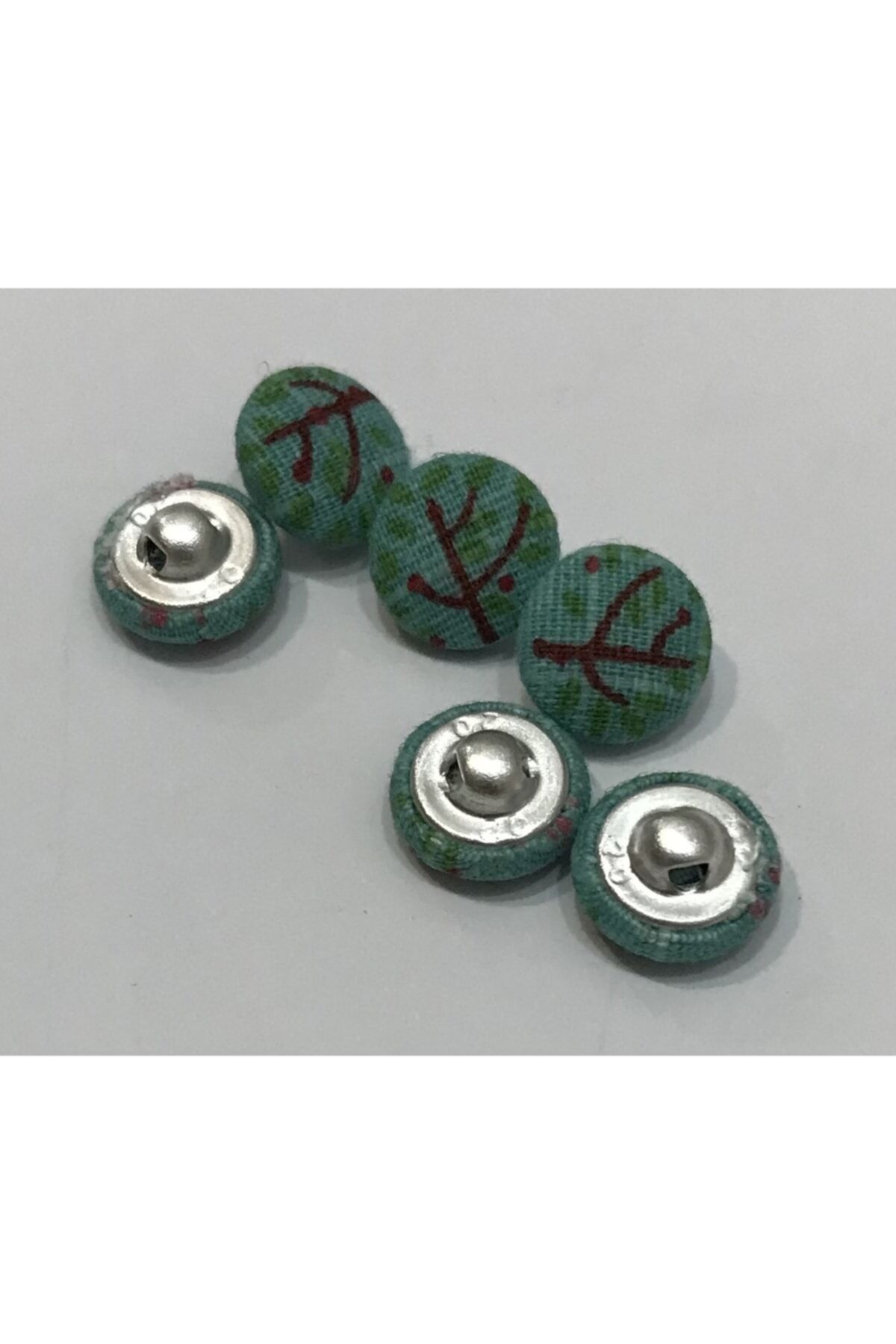 Kumaş Kaplama Düğme 6 Adet. 1.3 Cm. Renk: Yeşil Ağaç.