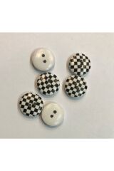 Boyalı Desenli Ahşap Düğme. 1.5cm. 6'lı Paket.