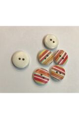 Boyalı Desenli Ahşap Düğme. 1.5cm. 6'lı Paket.