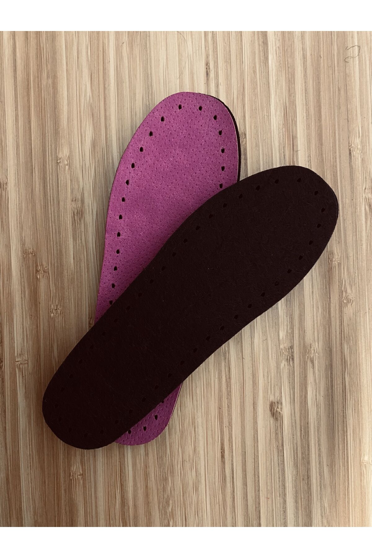 El Örgü Patik Tabanlık İthal Keçe ve Vinileks Deri. 1 Çift. No:32 Boy:19,8cm.