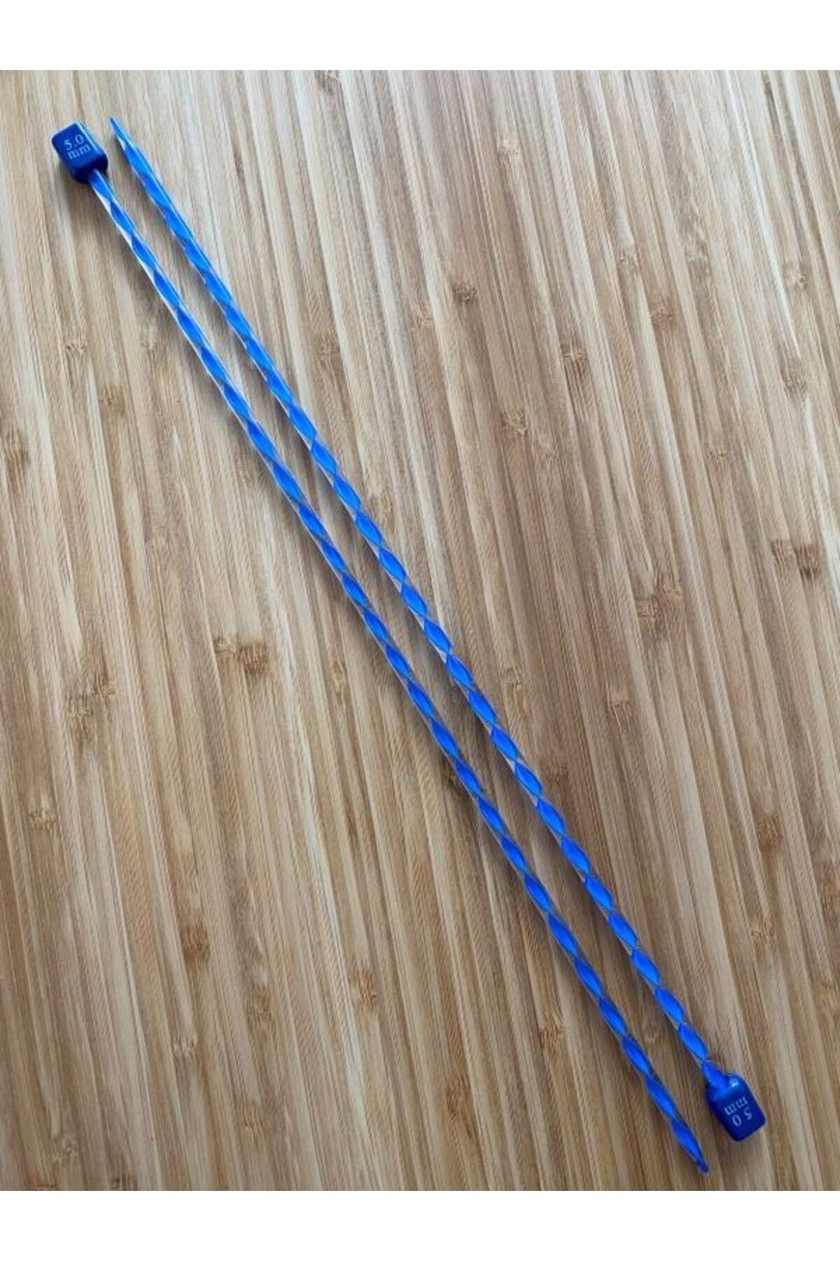 Plastik Dalgalı Yeşil Renk Örgü Şiş 36cm. 5mm