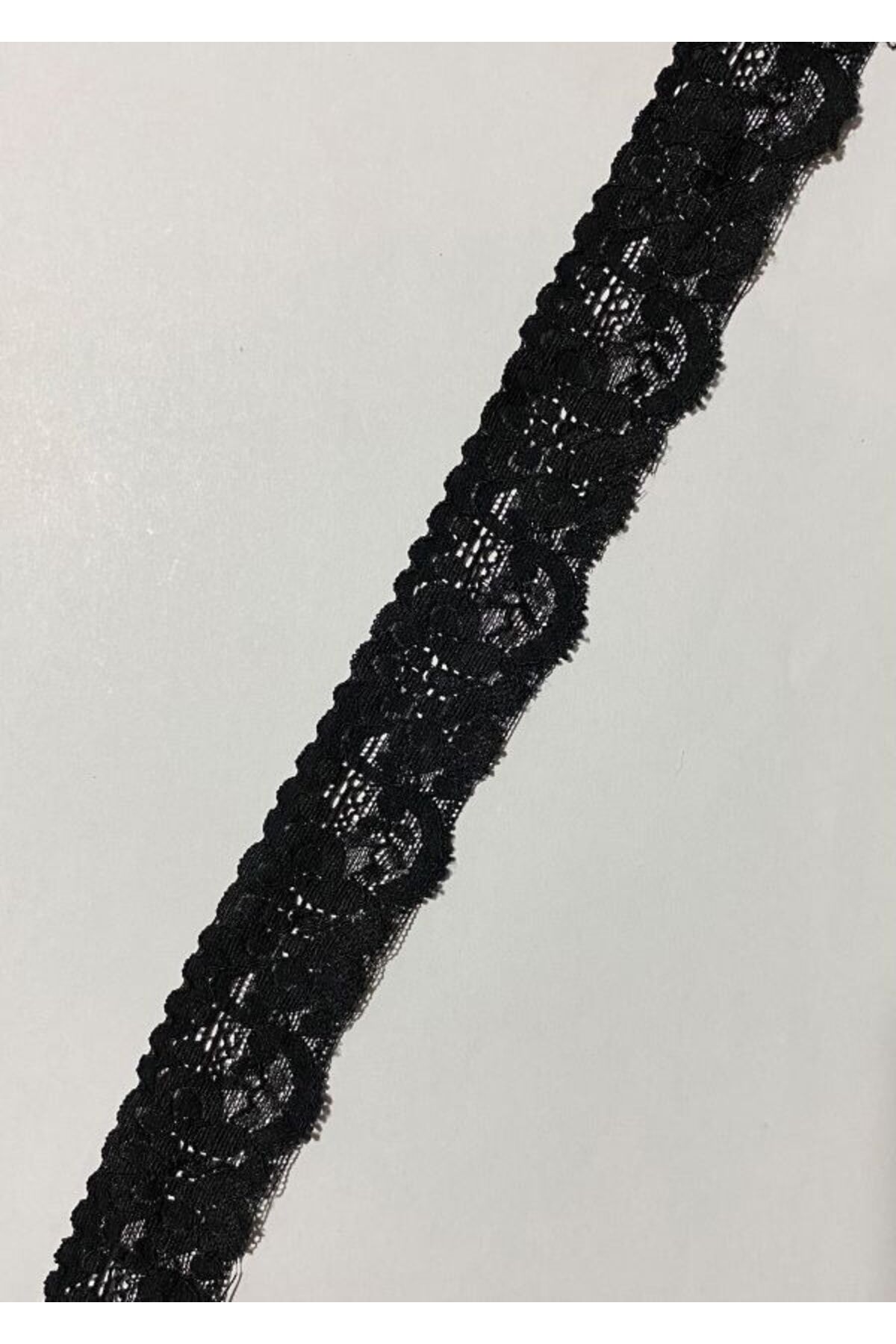 Elastan Güpür 4cmx105cm. Siyah.