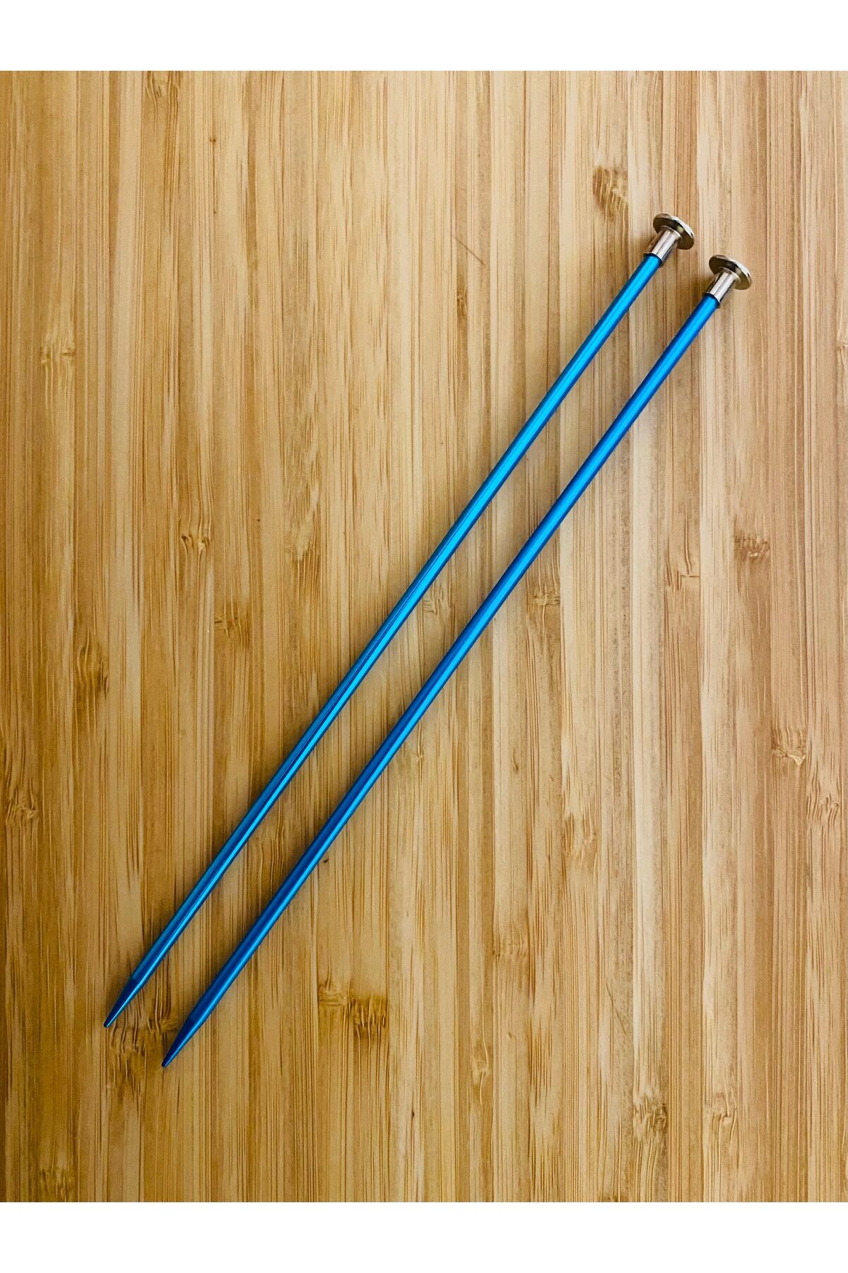 Boyalı Renkli Metal Çocuk El Örgü Şiş.  1 Çift. 20cm. No:3.5 Renk: Turkuaz.