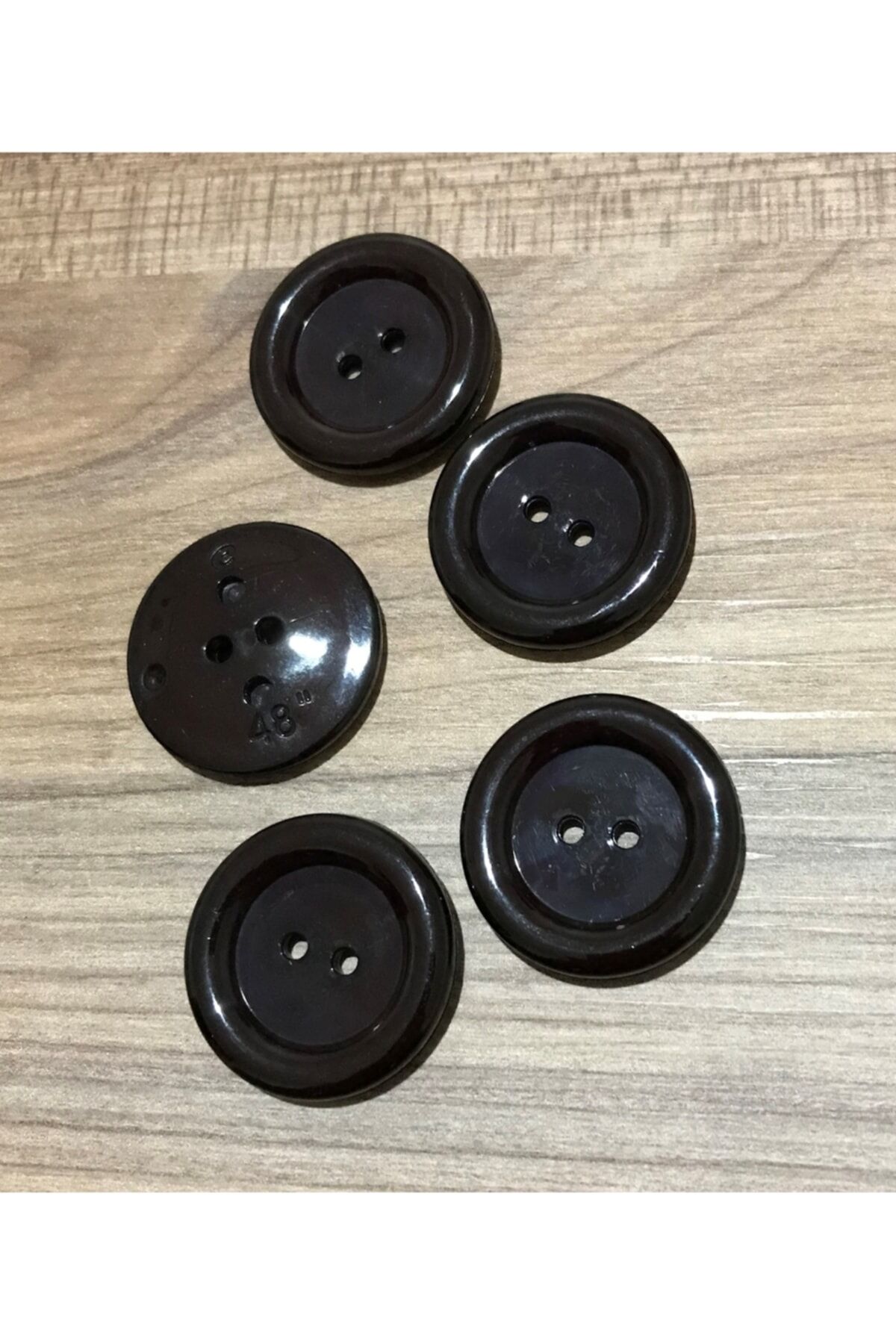 Plastik Kaban Düğmesi 3 Cm. 5'li Pkt. Renk: Acı Kahve.