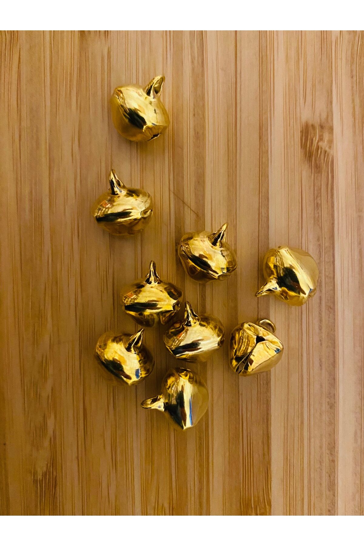 13mm Gold Renk Kulplu Zil, Çan, Çıngırak, Metal Amigurumi Zili, Takı Aksesuar. 9 Adet.