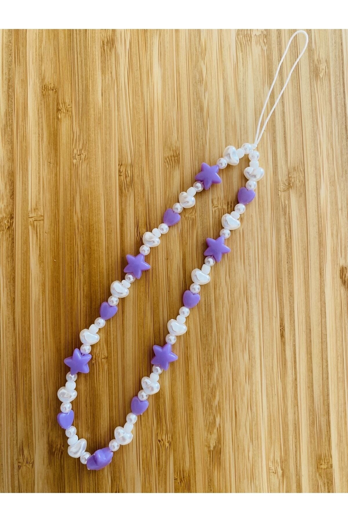 Plastik Kalp, Yıldız Ve Incili Telefon Charm'ı