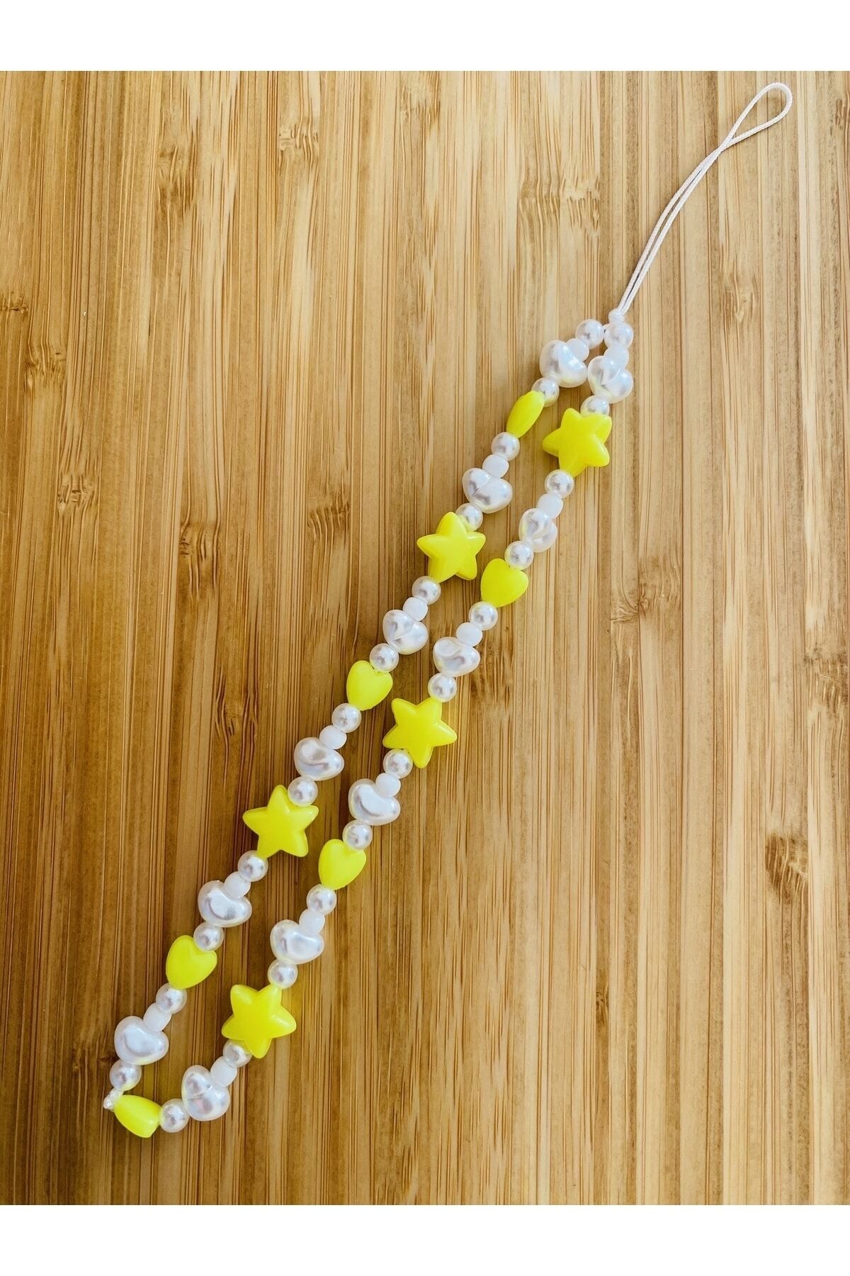 Plastik Kalp, Yıldız Ve Incili Telefon Charm'ı