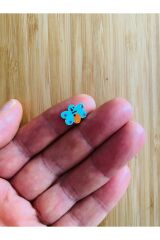 Küçük Delikli Kelebek Şekilli Desen Boyama Ahşap Düğme 10 x 14mm.  10'lu Paket. Turkuaz.