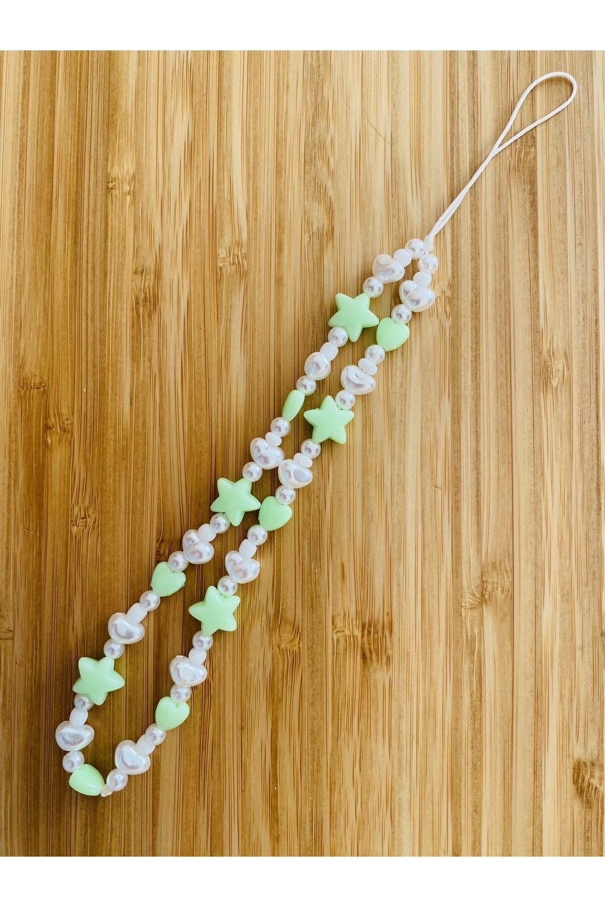 Plastik Kalp, Yıldız Ve Incili Telefon Charm'ı