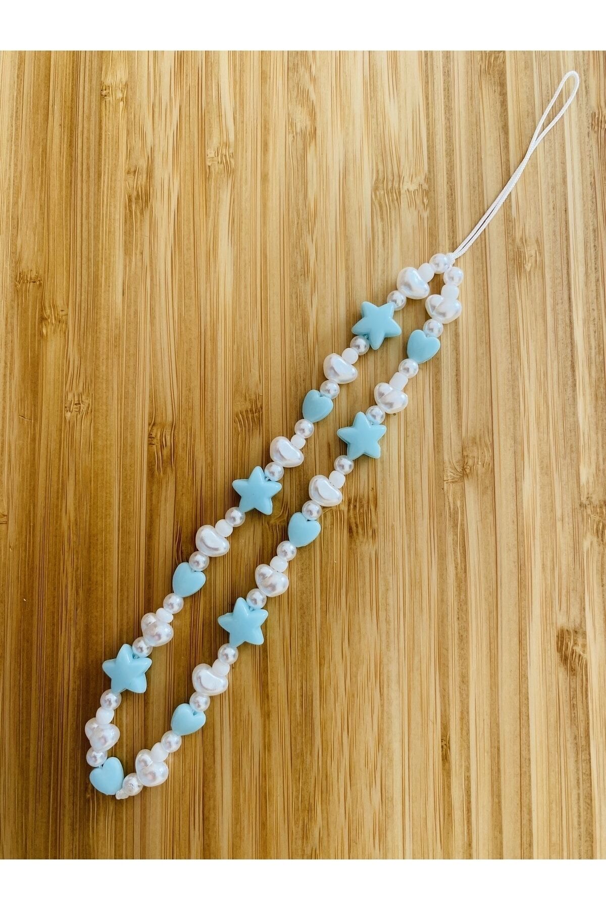 Plastik Kalp, Yıldız Ve Incili Telefon Charm'ı