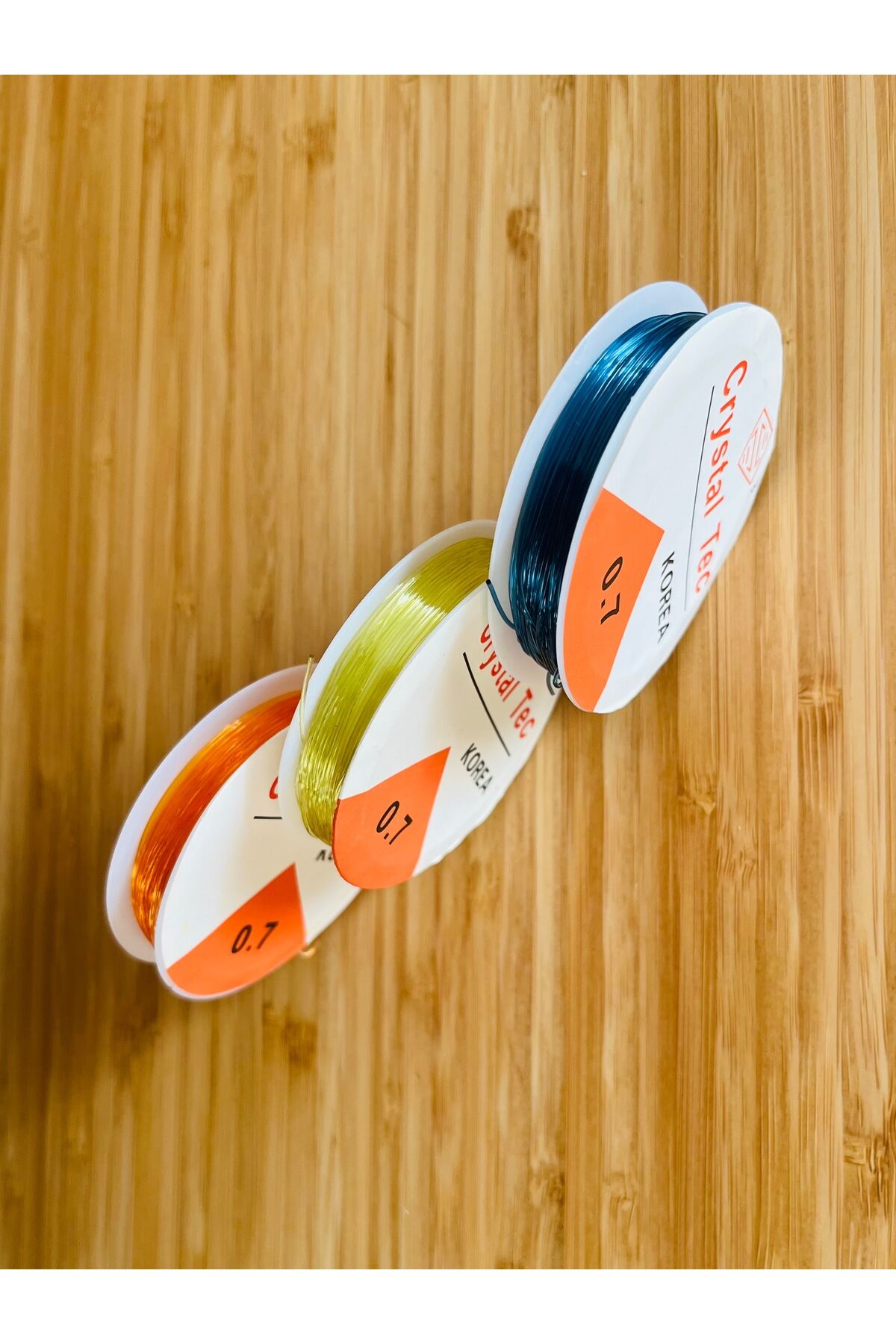 Esnek Şeffaf Takı Misina. No: 0.7  3'lü set. Renkli Set No: 3