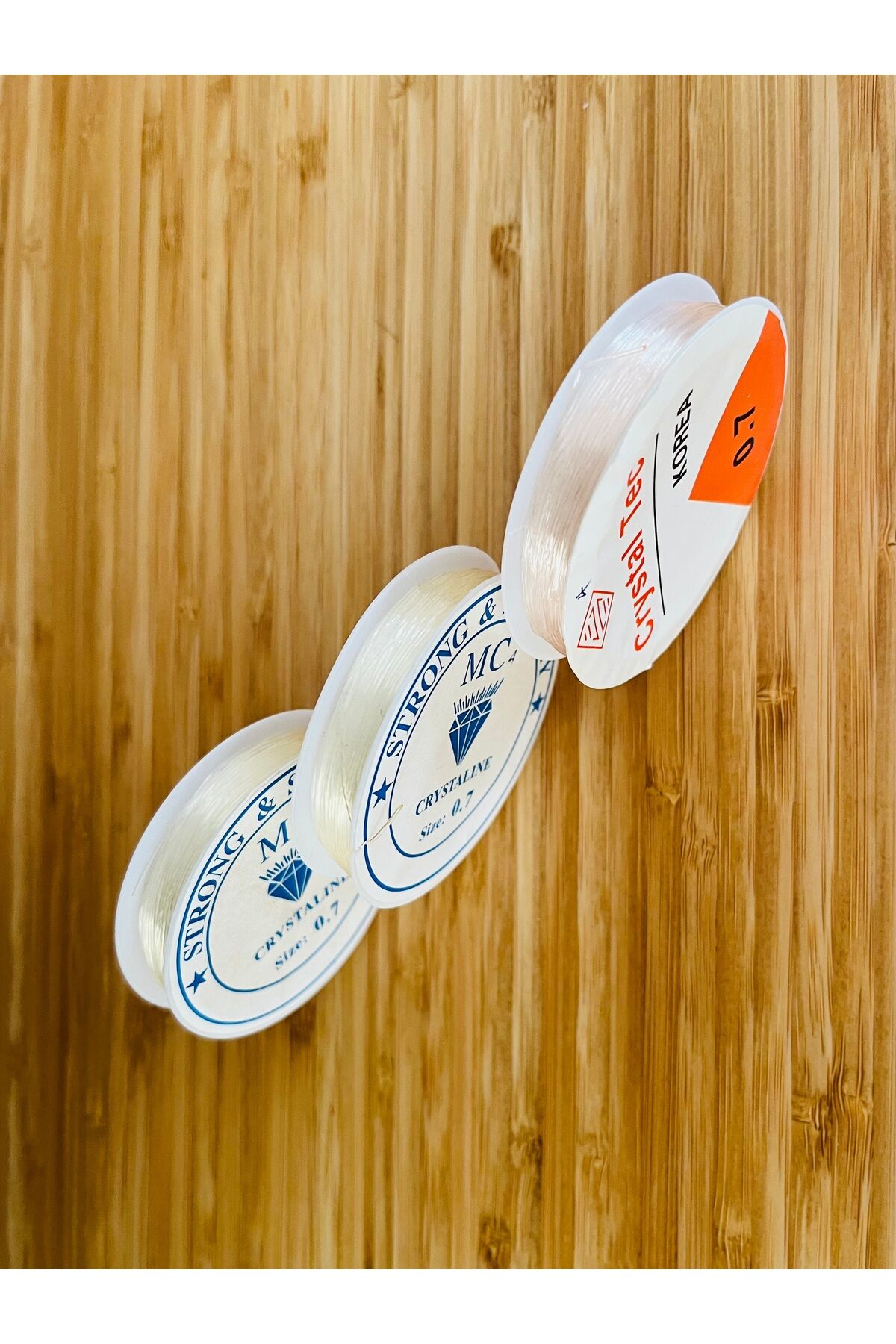 Esnek Şeffaf Takı Misina. No: 0.7  3'lü set. Renkli Set No: 4